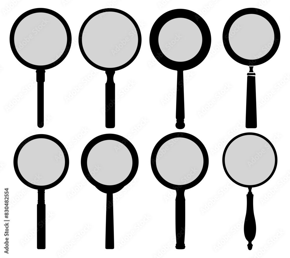 set magnifying glass icon. magnifier find search symbol design vector illustration set magnifying glass icon. magnifier find search symbol design vector illustration