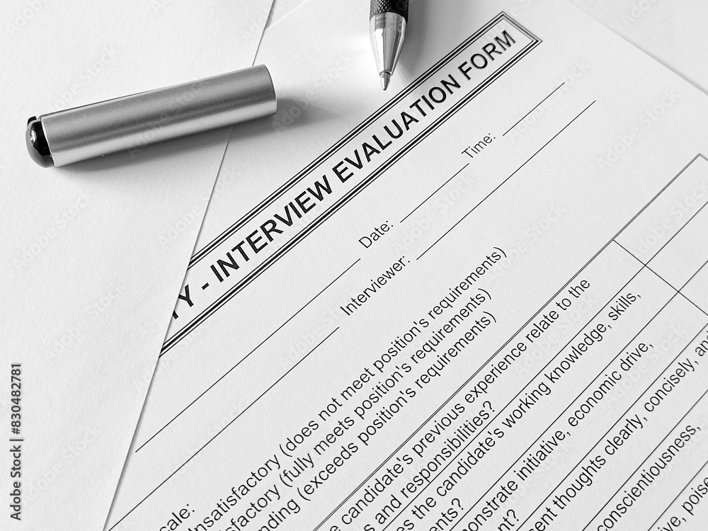 Obraz premium Interview evaluation form