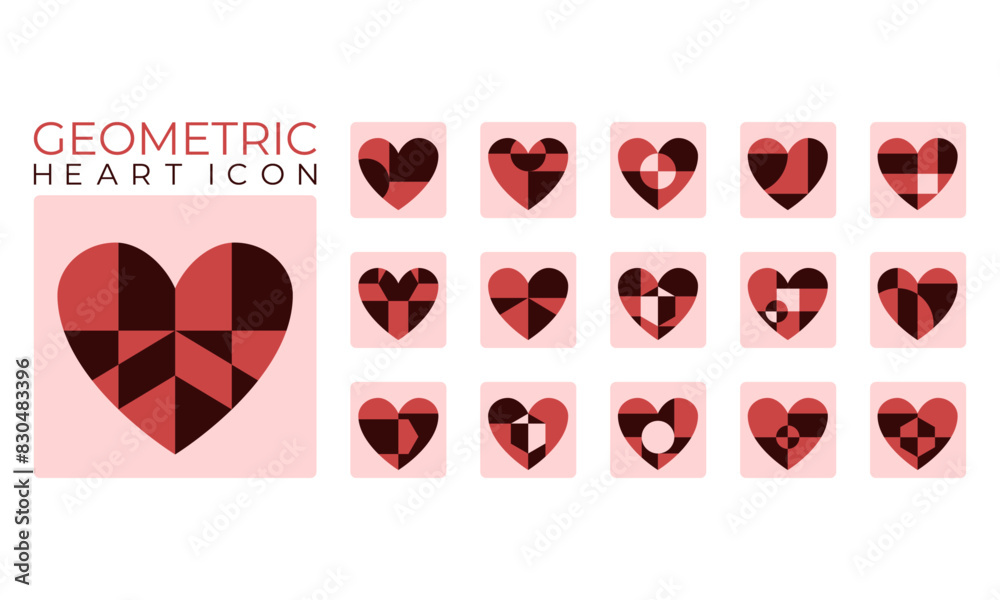 ICON 18 GEOMETRIC HEART ICON SET FOR BUSINESS OR BRAND IDENTITY ICON 18 GEOMETRIC HEART ICON SET FOR BUSINESS OR BRAND IDENTITY
