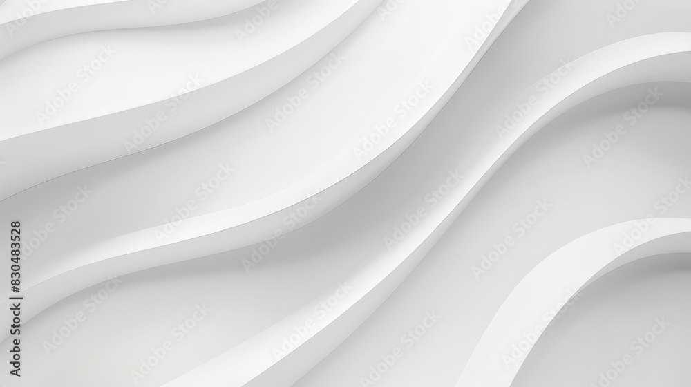 Obraz premium White wave-like forms create a seamless transition into a clean, minimalist background.