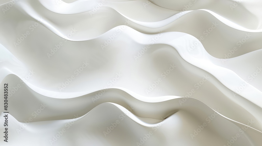 White wave-like forms create a seamless transition into a clean, minimalist background. White wave-like forms create a seamless transition into a clean, minimalist background.