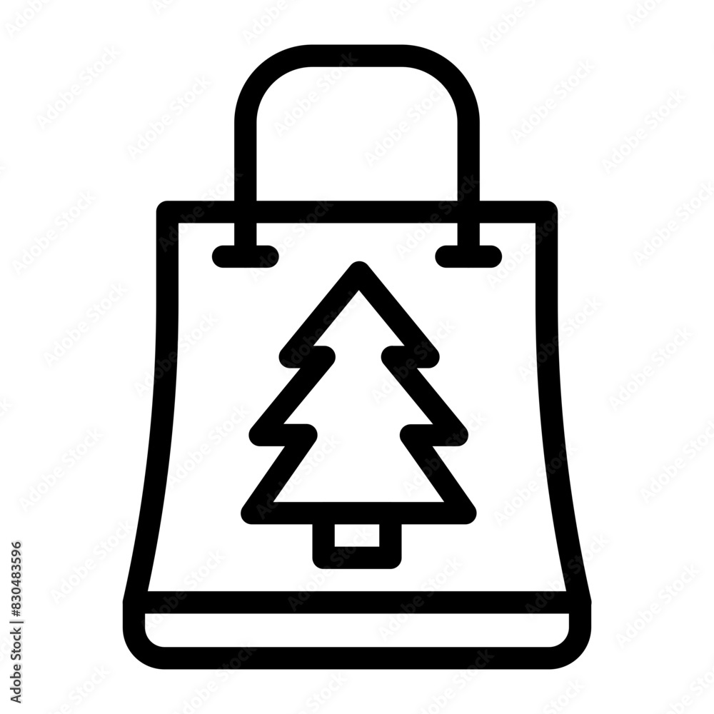Christmas tree bag line style icon Christmas tree bag line style icon