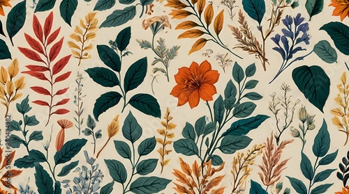 Botanical seamless background tile pattern