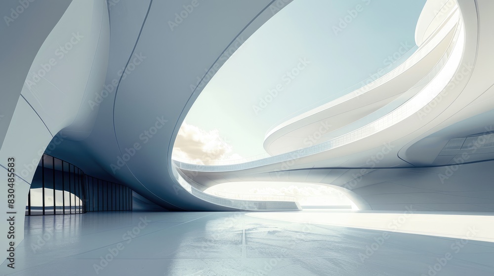 Minimalist architectural composition with clean white surfaces and organic curves, creating a sense of harmony and balance in the design aesthetic. Minimalist architectural composition with clean white surfaces and organic curves, creating a sense of harmony and balance in the design aesthetic.