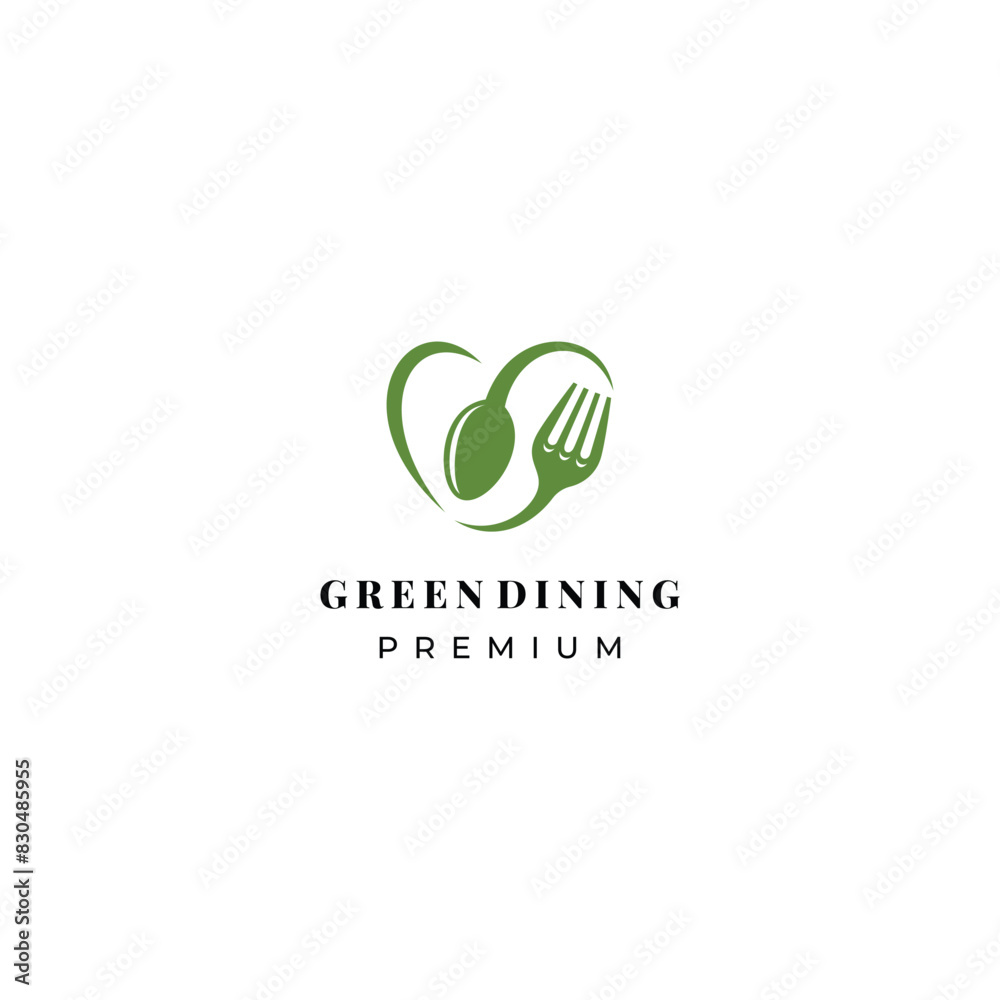 organic green fork and spoon in abstract way logo vector for restaurant food dining business brand organic green fork and spoon in abstract way logo vector for restaurant food dining business brand