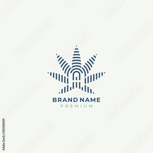 hemp cannabis line art logo vector for medical recreation business brand