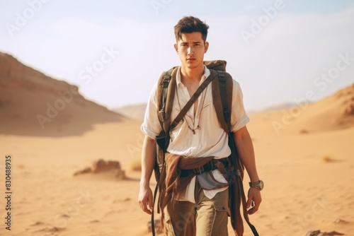 Wallpaper Mural Young east asian man adventure outdoors backpack. Torontodigital.ca