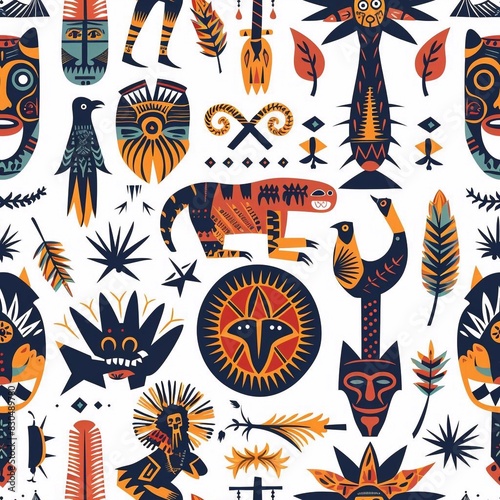 African Native Art Character Design Pattern Seamless generative ai art © gmm2000