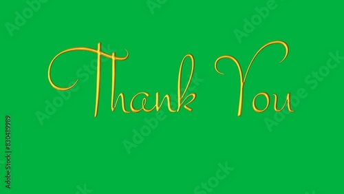 Animated Thank You with Golden Lettering On green screen Background. Suitable for Celebrations, Wishes, Events, Messages, holidays, and festivals.