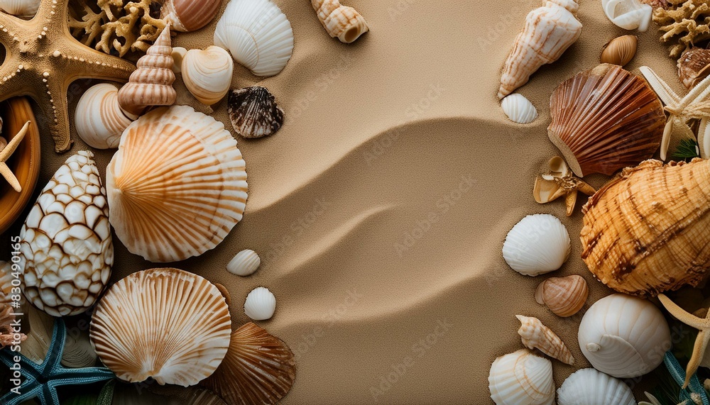 Sandy Surface with Sea Shells: Ample Text Space Sandy Surface with Sea Shells: Ample Text Space