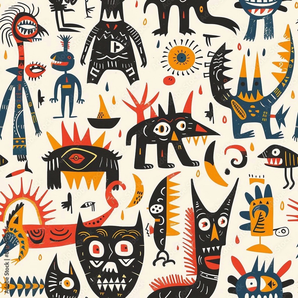 African Native Art Character Design Pattern Seamless generative ai art African Native Art Character Design Pattern Seamless generative ai art