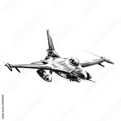 Drawing of the fighting jet at battle field 