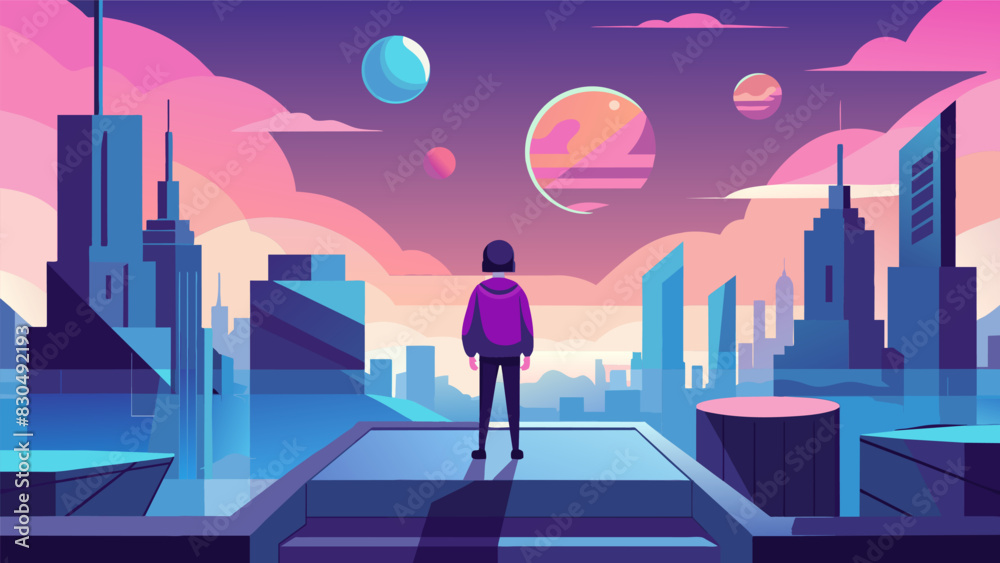 I stood on the rooftop mesmerized by the mesmerizing sight of the cityscape filled with eVTOLs. It was like a scene from a scifi movie but this was real and it was exhilarating.. Vector illustration I stood on the rooftop mesmerized by the mesmerizing sight of the cityscape filled with eVTOLs. It was like a scene from a scifi movie but this was real and it was exhilarating.. Vector illustration
