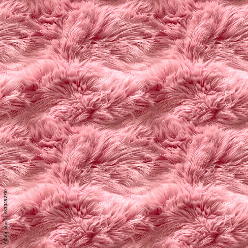 Fototapeta premium Seamless pattern background featuring soft, fluffy pink fur with a luxurious and cozy texture. Ideal for fabric design, fashion accessories, home decor, and digital art projects.