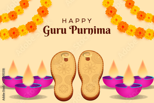 happy guru purnima background illustration in flat design