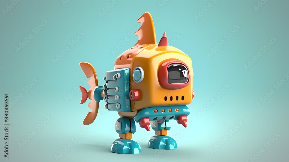 Naklejka premium Fish toy robot 3d