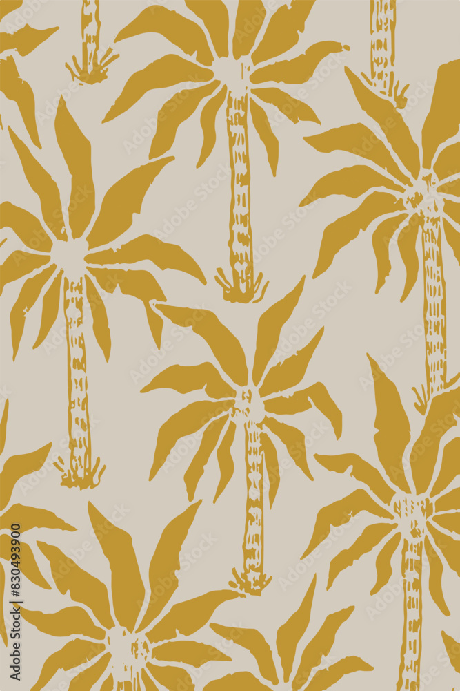 Fototapeta premium Abstract tropics seamless pattern. Grunge palm trees silhouettes transparent texture background