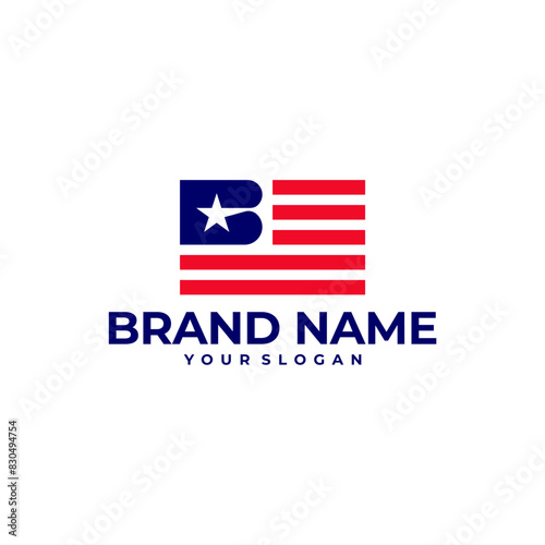 Free Download LETTER B INITIAL AMERICAN FLAG LOGO ICON ILLUSTRATION - GFXLoad