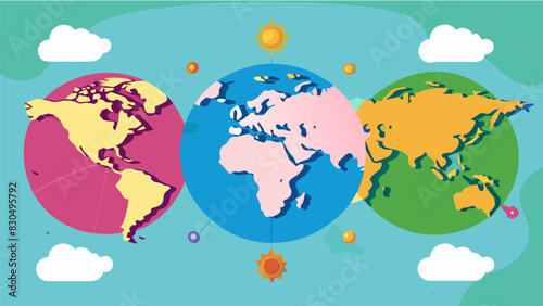 Maps will be provided for students to color and label the different hemispheres including the Northern Southern Eastern and Western.. Vector illustration