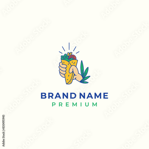 greek fast food logo vector for restaurant street food business brand
