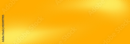 Yellow halftone pattern. Retro comic gradient background. Bright orange pixelated dotted texture overlay. Cartoon pop art faded gradient pattern. Vector backdrop for poster, banner, advertisement photo