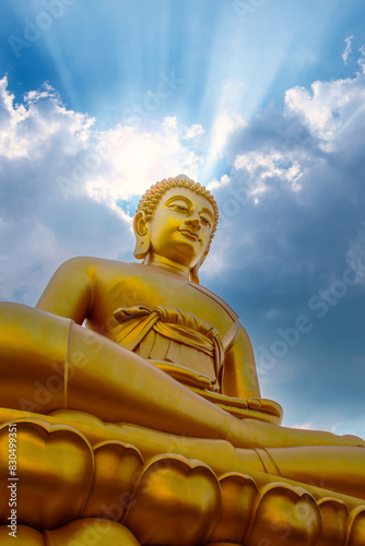 The Big Seated Buddha Statue (Buddha Dhammakaya Dhepmongkol) at Wat Paknam Phasi Charoen (temple) in Bangkok, Thailand photo