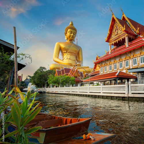 The Big Seated Buddha Statue (Buddha Dhammakaya Dhepmongkol) at Wat Paknam Phasi Charoen (temple) in Bangkok, Thailand