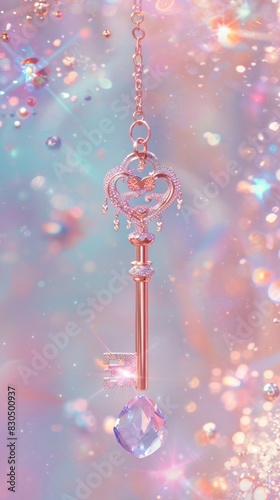 Key necklace jewelry crystal.
