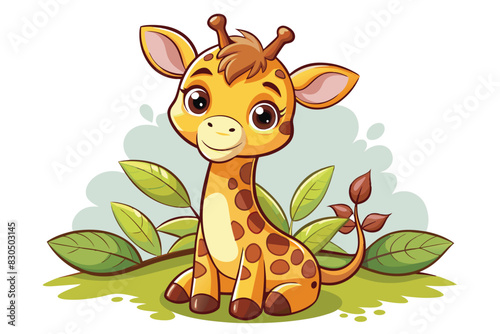 Cute giraffe cartoon isolated on white background