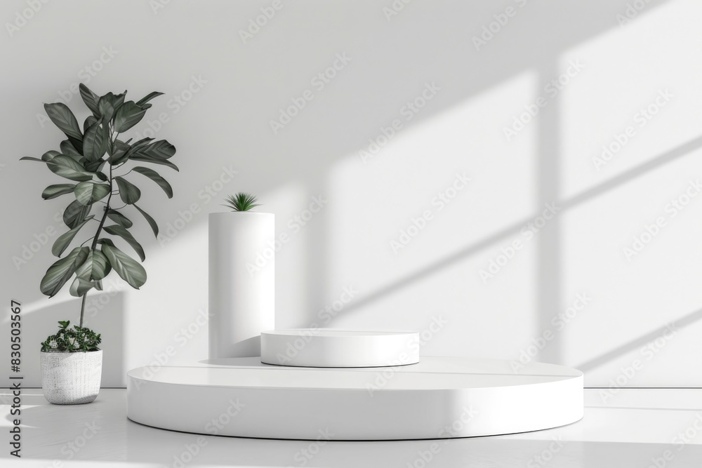 Display Stand Pedestal with Cylinder Shape in White Background for Awards and Advertisements Display Stand Pedestal with Cylinder Shape in White Background for Awards and Advertisements
