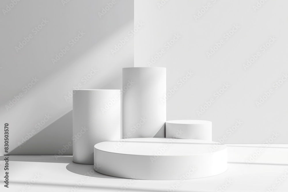 Display Podium. White Background for Advertising with Cylinder Stand Concept Display Podium. White Background for Advertising with Cylinder Stand Concept
