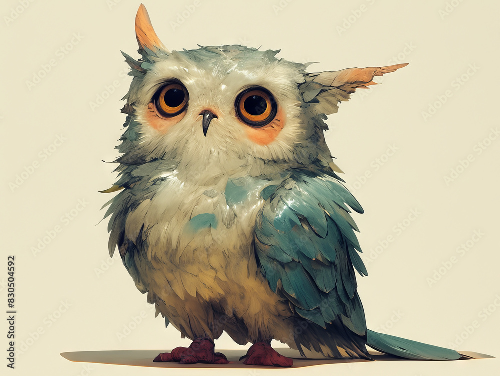 Adorable Big-Eyed Owl with Fluffy Feathers Adorable Big-Eyed Owl with Fluffy Feathers