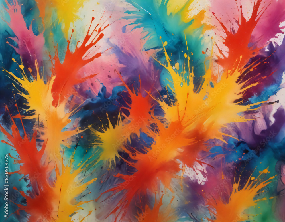 Obraz premium Abstract colorful floral water paint on a randomly colored background