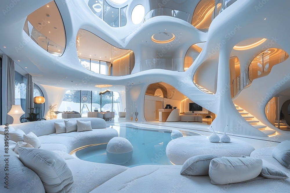 A futuristic smart home with integrated AI, automated systems, and sleek, modern design List of Art Media Futuristic Technology A futuristic smart home with integrated AI, automated systems, and sleek, modern design List of Art Media Futuristic Technology