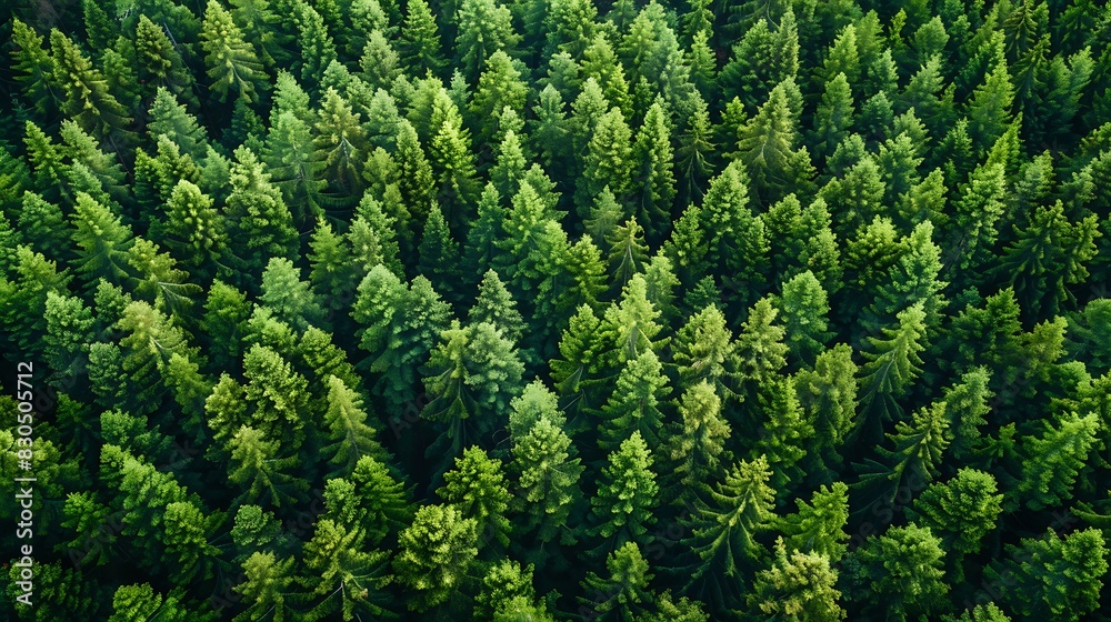 Aerial view on green pine forest Aerial view on green pine forest