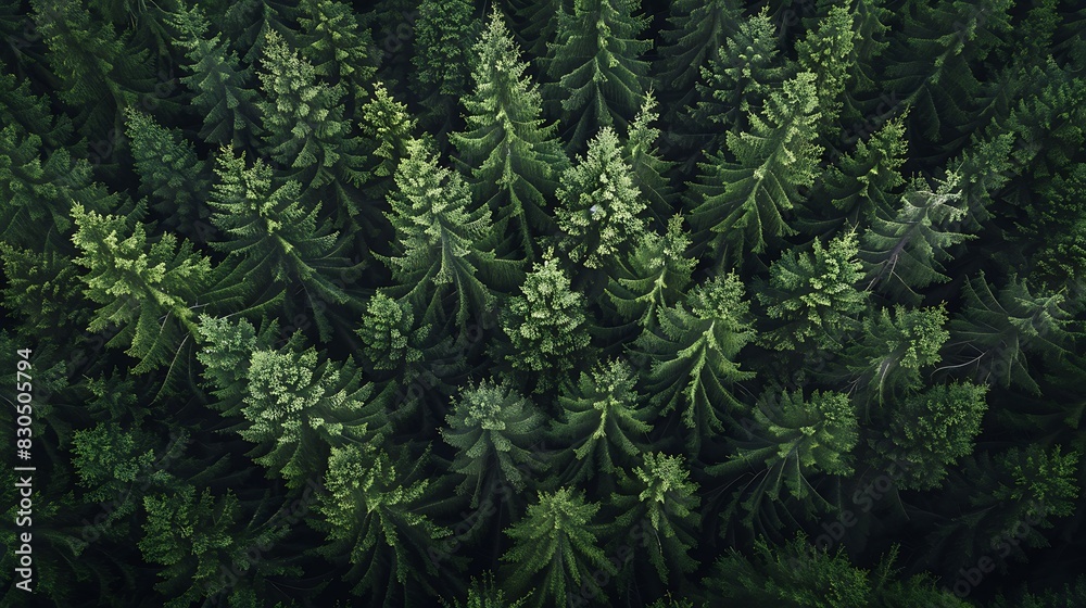 Aerial view on green pine forest Aerial view on green pine forest