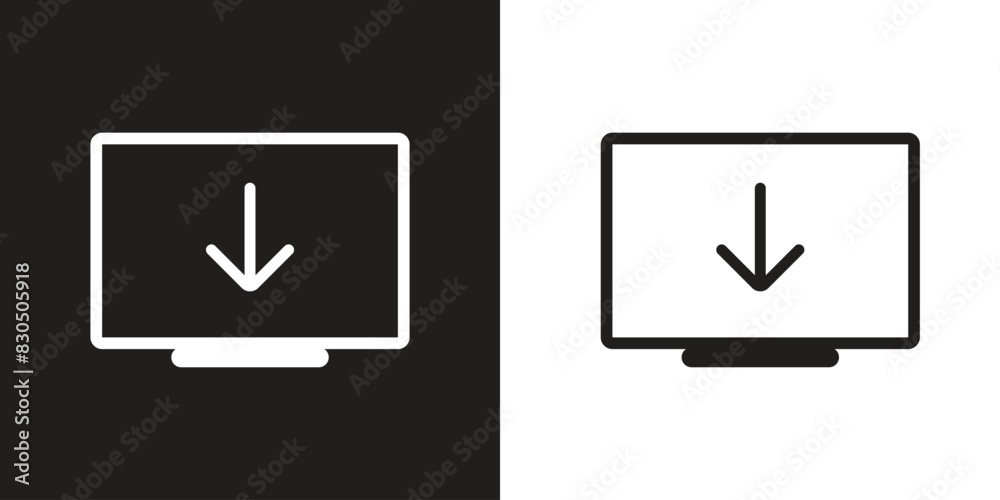 black and white computer download icon symbol vector black and white computer download icon symbol vector