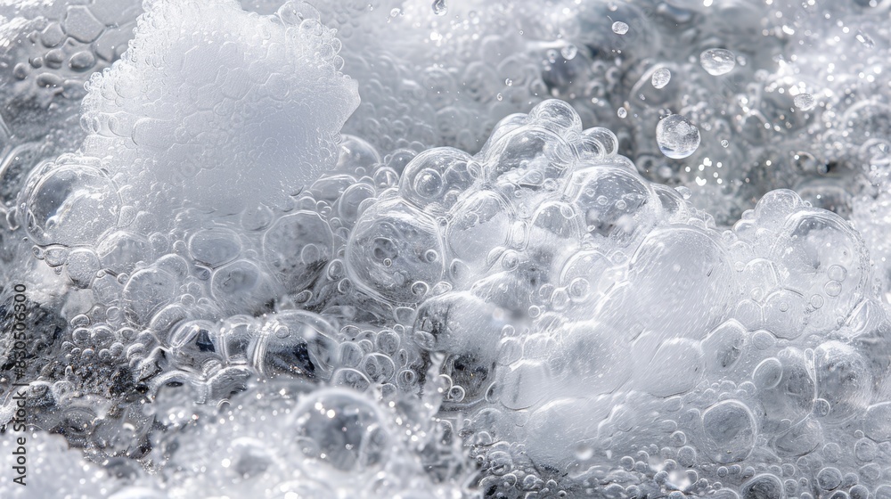 Obraz premium A tight shot of water bubbles dotting the surface and bottom of a body of water, teeming with numerous bubbles