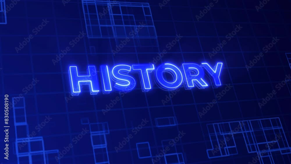 History word digital lettering and high tech typography , neon text effect for HUD panels History word digital lettering and high tech typography , neon text effect for HUD panels