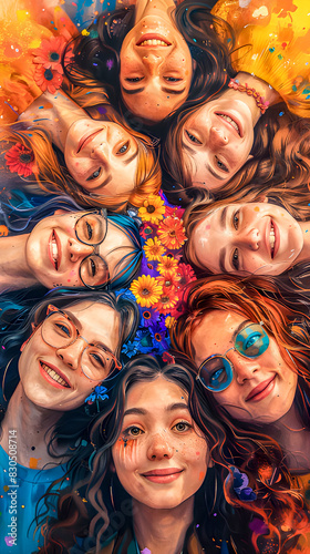 Group of smiling children at a colorful party