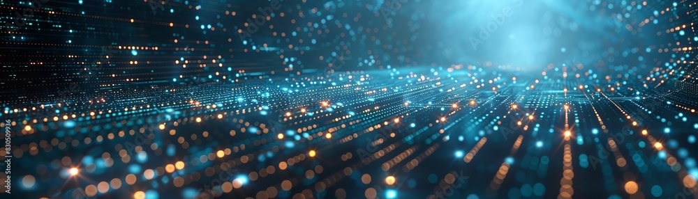 Obraz premium Digital Futuristic Matrix with Cyber Elements - Big Data Analytics Abstract Environment