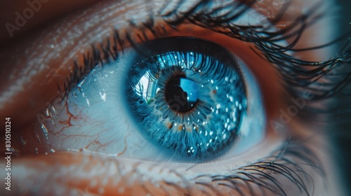 an eyeshade encircles it, enhancing its color; a blue eyeball sits at the iris' core