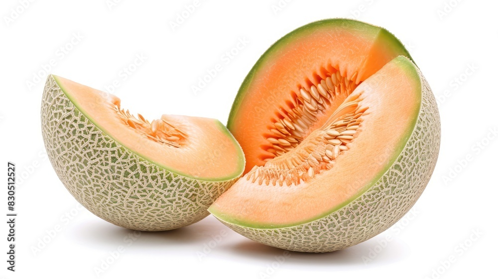 Isolated Cantaloupe Melon on White Background Isolated Cantaloupe Melon on White Background