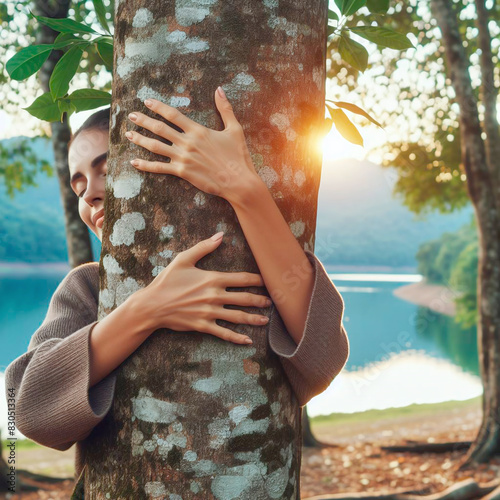 a woman hugs a tree, gets charged with forest health