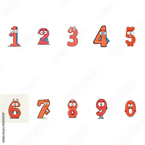 Number vector isolated 1 2 4 5 6 7 8 9 0