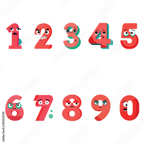 Number vector isolated 1 2 4 5 6 7 8 9 0