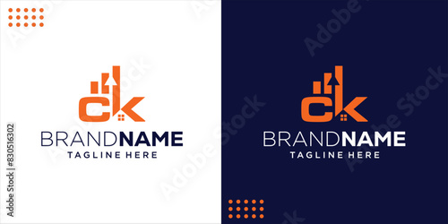 CK Logo Concept With Upward Arrow Graphic, Design Inspiration, Illustration, Vector