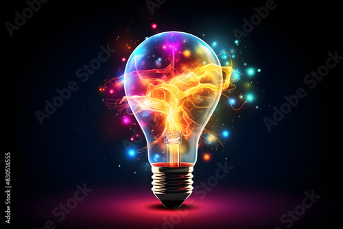 light bulb with colorful splash 