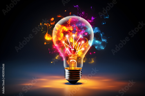 light bulb with colorful splash 