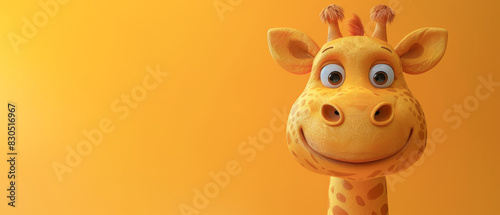 Close up funny giraffe with big smile on its face  looking at the camera